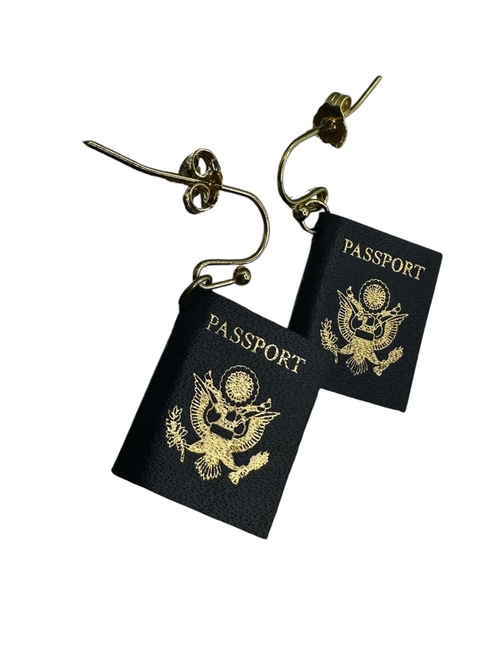 Passport Black and Gold Travel Charm Drop Earrings by Passport